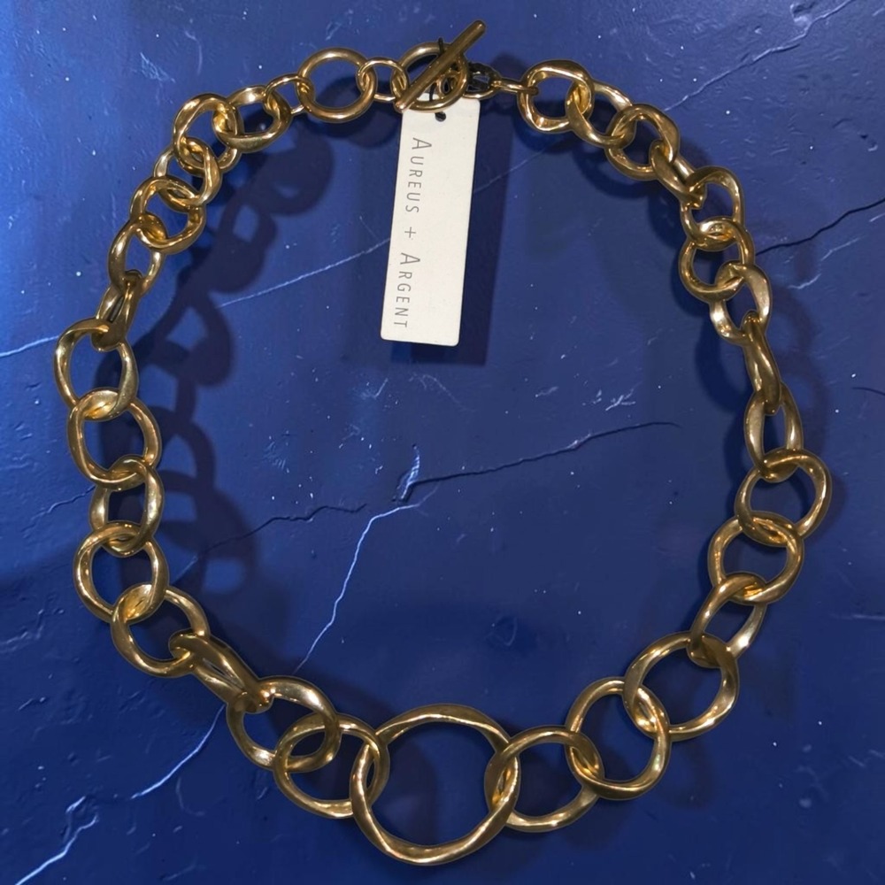 Aureus + Argent Organic Brass Link Statement Necklace NOS